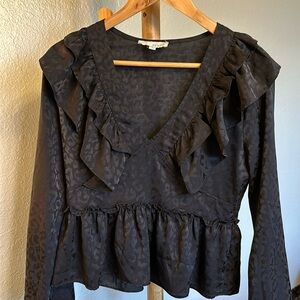 Pinch Animal Print Ruffled Peplum